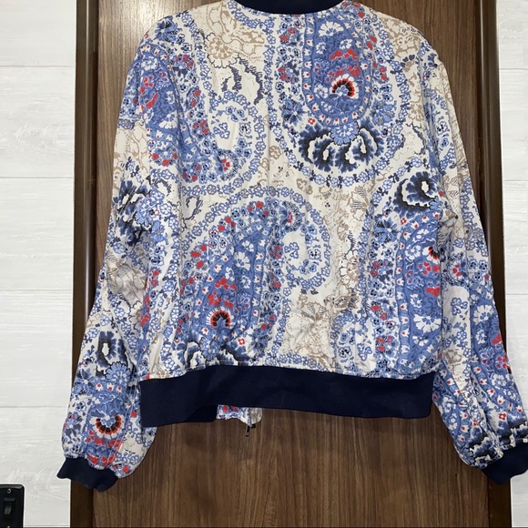 Free People | Daytrip Navy Printed Bomber Jacket - Picture 7 of 8